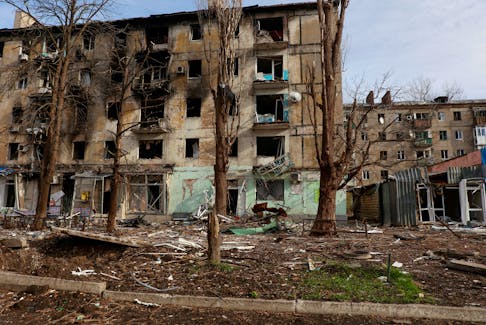 A view shows residential buildings heavily damaged by permanent Russian military strikes in the front line town of Avdiivka,  November 8, 2023. Radio Free Europe/Radio Liberty/Serhii Nuzhnenko via REUTERS
