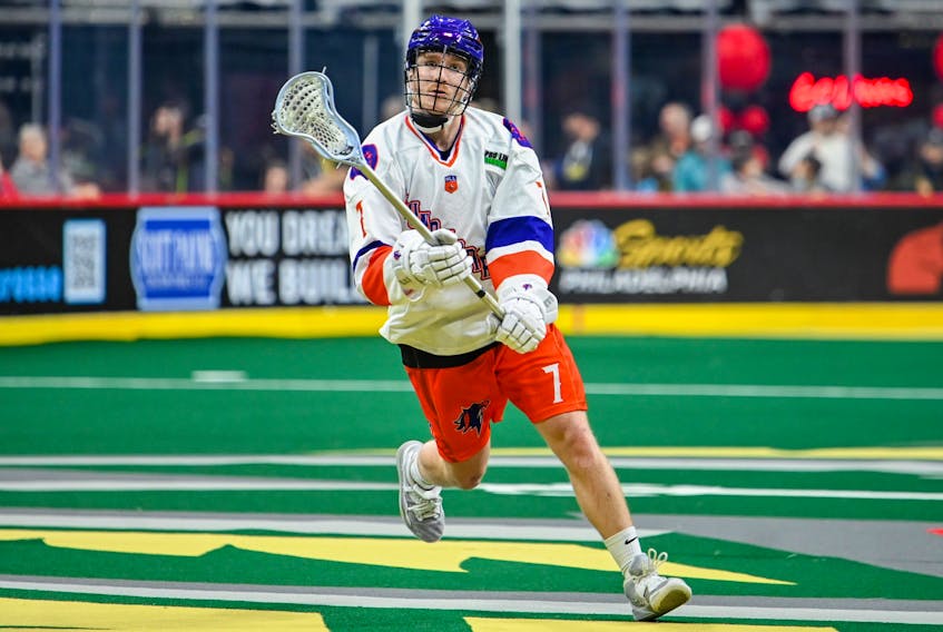 Halifax Thunderbirds forward Aaron Woods collected two goals, four assists and seven loose balls in his National Lacrosse League debut last Friday night in Philadelphia. He was named the NLL rookie of the week. - NATIONAL LACROSSE LEAGUE