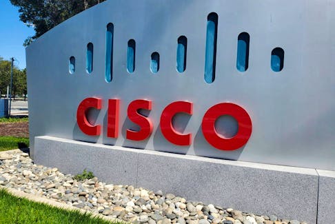 A sign bearing the logo for communications and security tech giant Cisco Systems Inc is seen outside one of its offices in San Jose, California, U.S. August 11, 2022.