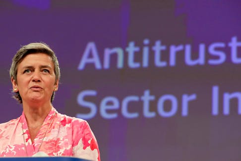 EU Commissioner for Competition Margrethe Vestager holds a news conference at the European Commission in Brussels, Belgium July 16, 2020. Stephanie Lecocq/Pool via