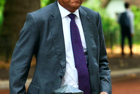 Chief Executive Officer of Barclays CS Venkatakrishnan walks outside the Treasury building, in London, Britain September 7, 2022.