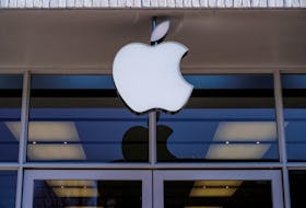 Logo of an Apple store is seen as Apple Inc. reports fourth quarter earnings in Washington, U.S., January 27, 2022.     