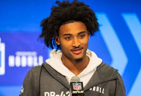 Feb 29, 2024; Indianapolis, IN, USA; Clemson defensive back Nate Wiggins (DB42) talks to the media during the 2024 NFL Combine at Lucas Oil Stadium. Mandatory Credit: Trevor Ruszkowski-USA TODAY Sports/File Photo
