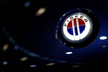 The logo of Fisker Automotive is pictured on a car at the 2022 Paris Auto Show in Paris, France, October 18, 2022.