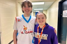Jonah Kennedy (left) and his sister Claire are playing basketball with their respective host teams at the 2024 Newfoundland and Labrador Winter Games being held in Gander this week. Nicholas Mercer/The Telegram