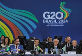 Brazil's Central Bank President Roberto Campos Neto speaks during the opening of the G20 Finance Ministers and Central Banks Governors meeting, in Sao Paulo, Brazil, February 28, 2024.