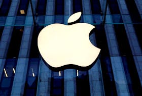 The Apple logo is seen hanging at the entrance to the Apple store on 5th Avenue in Manhattan, New York, U.S., October 16, 2019.