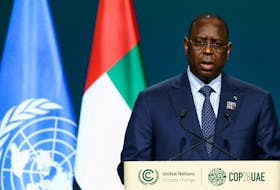 President of Senegal Macky Sall delivers a national statement at the World Climate Action Summit during the United Nations Climate Change Conference (COP28) in Dubai, United Arab Emirates, December 1, 2023.