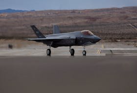 An F-35A Lightning II aircraft from the U.S. Air Force lands during the annual Red Flag military exercise between the United States, Britain and Australia, in Nevada, U.S., January 23, 2024.