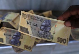 An illegal money changer shows Zimbabwean notes along a street in Harare, Zimbabwe March 1, 2024.