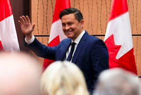 Conservative Leader Pierre Poilievre arrives to address the national Conservative caucus on Parliament Hill in Ottawa on Sunday, Jan. 28, 2024. 