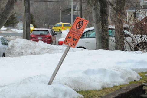 Perhaps a sign left around after recent snow removal operations in the capital city’s Rabbittown area by of City of St. John’s crews, this Snow Removal sign was spotted in this snow bank on the lawn of a home on Monchy Street on Thursday, March 7, 2024. But with the late winter storm forecast of some 50-80 centimetres of snow to hit the metro region which began on Thursday evening and ending Saturday morning, it sure will be used again by city crews. As a footnote though, Day Light Saving (DST) time when one will lose an hour of sleep, but gain an extra hour of daylight on into the evenings, begins this weekend. When one goes to bed on Saturday night, March 9th., remember to put the clocks ahead by one hour as DST begins at 2:00 a.m. Eastern Standard Time (EST) (3:30 a.m. local time/Nfld.) Sunday morning, March 10th,, 2024. Spring does though officially arrive by the calendar on Wednesday morning, March 20th., 2024 at 12:36 a.m., Newfoundland Standard Time (NST). And the clocks do once again revert back in the fall on Sunday, November 3rd., 2024 at 2:00 a.m. Eastern Standard Time (EST) again (3:30 a.m. local time/Nfld.) marking the end of DST. -Photo by Joe Gibbons/The Telegram