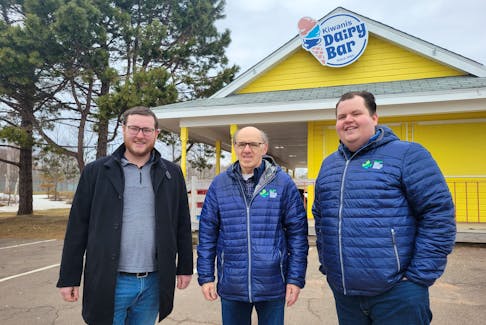 William McGuigan, Basil Hambly and Ronnie McPhee are members of the Kiwanis Club of Charlottetown. The club is seeking $50,000 from the city for planned renovations at their dairy bar. - Logan MacLean