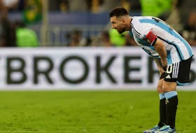 Soccer Football - World Cup - South American Qualifiers - Brazil v Argentina - Estadio Maracana, Rio de Janeiro, Brazil - November 21, 2023 Argentina's Lionel Messi reacts