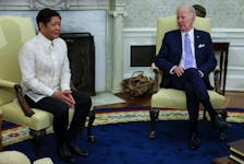 Philippine President Ferdinand Marcos Jr. participates in a bilateral meeting with U.S. President Joe Biden in the Oval Office at the White House in Washington, U.S., May 1, 2023.