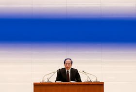 Bank of Japan Governor Kazuo Ueda attends a press conference after their policy meeting at BOJ headquarters in Tokyo, Japan December 19, 2023. 