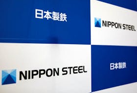 The logos of Nippon Steel Corp. are displayed at the company headquarters in Tokyo, Japan March 18, 2019. 