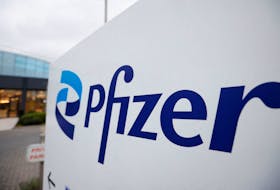 Pfizer company logo is seen at a Pfizer office in Puurs, Belgium, December 2, 2022.