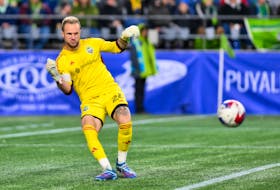 Nov 10, 2023; Seattle, Washington, USA; Seattle Sounders goalkeeper Stefan Frei (24) takes a goal kick against FC Dallas during the first half at Lumen Field. Mandatory Credit: Steven Bisig-USA TODAY Sports/ File Photo