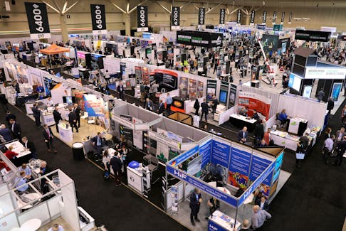 Visitors crowd booths at at the Prospectors and Developers Association of Canada (PDAC) annual conference in Toronto, Ontario, Canada March 1, 2020. 