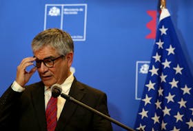 Chile's Finance Minister Mario Marcel attends a press conference with U.S. Secretary of the Treasury Janet Yellen (not pictured) at the Finance Ministry building in Santiago, Chile, March 1, 2024.