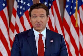 Florida Governor Ron DeSantis announces his withdrawl from the Republican presidential candidacy in a still image from video released on social media January 21, 2024.   Ron DeSantis campaign/ via