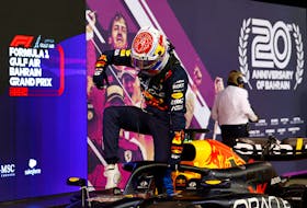 Formula One F1 - Bahrain Grand Prix - Bahrain International Circuit, Sakhir, Bahrain - March 2, 2024 Red Bull's Max Verstappen steps off his car after winning the Bahrain Grand Prix