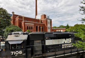 A Norfolk Southern train rests near the University of North Carolina's energy generation plant after it delivered coal to the facility in Chapel Hill, North Carolina, U.S., August 11, 2022. 
