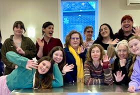 Some cast members take a break from rehearsing the upcoming Women of Wolfville’s  20th production, WOW: All Grown Up. Mia Pittoello, front row on the left, will be performing in her fourth WOW show.
WENDY ELLIOTT