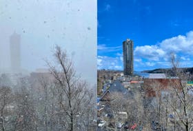 From snow showers to sunshine. These photos taken just over five minutes apart in Halfax, N.S., Thursday showcase fast-changing weather conditions. -Allister Aalders/SaltWire