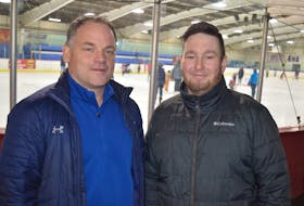 David Ling, left, and Jeremy MacFadyen said they both got their starts at Simmons Sport Centre in Charlottetown. Ling launched a career in which he reached the NHL. MacFadyen grew up around the rink. This is the last week for ice inside the 71-year-old facility. Dave Stewart • The Guardian