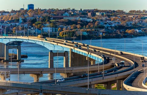 The Saint John Harbour Bridge is reducing to one lane in each direction for eight months as Phase 3 of the ongoing rehabilitation project kicks off on April 2. Contributed