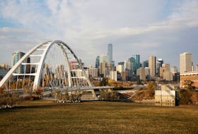 View of the downtown city skyline of Edmonton, Alberta, Canada, October 6, 2021. Picture taken October 6, 2021.