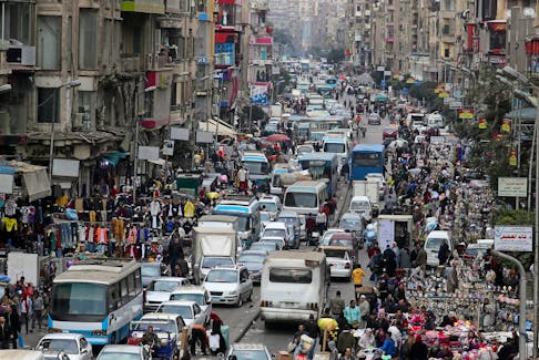 A general view shows a crowd and shops at Al Ataba, a market in central Cairo, Egypt February 10, 2020.