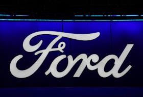A Ford logo is seen at the New York International Auto Show Press Preview, in Manhattan, New York City, U.S., March 27, 2024.