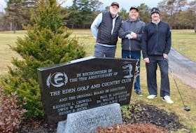 Eden Golf and Country Club welcomed its first golfers of the season on March 27. The first group on the course was, from left, John Wright, Stuart Muir and Dan Morley.  
Jason Malloy