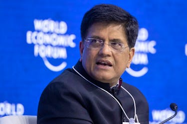 India's Commerce Minister Piyush Goyal takes part at the panel discussion "Trade: Now what?" during the World Economic Forum 2022 (WEF) in the Alpine resort of Davos, Switzerland May 25, 2022.