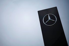 The logo of Mercedes-Benz is seen outside a Mercedes-Benz car dealer in Reze near Nantes, France, March 27, 2024.