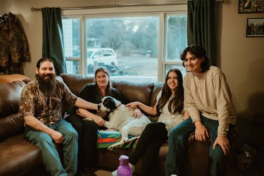 A Meadowvale family is excited to have Mia improving after a health scare earlier this month. From left are Cody Adams, Shelley Caines, Roxy Adams and Harley Adams.  
Mandy MacDougall Photography • Special to the Annapolis Valley Register