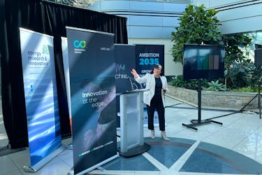 In a media event on March 27, 2024, Megan Kay-Fowlow, of techNL and president of their Innovation Centre, announced the official branding and name for the centre: CO. Innovation Centre, Kay-Fowlow said, "'CO' symbolizes unity and partnership." - Cameron Kilfoy/The Telegram