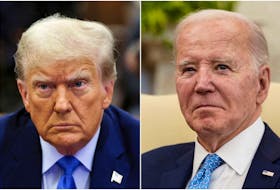 Combination picture of former U.S. President Donald Trump and President Joe Biden.