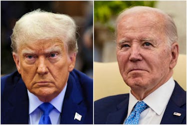 Combination picture of former U.S. President Donald Trump and President Joe Biden.