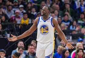 Mar 24, 2024; Minneapolis, Minnesota, USA; Golden State Warriors forward Draymond Green (23) complains about a call against the Minnesota Timberwolves in the third quarter at Target Center. Mandatory Credit: Brad Rempel-USA TODAY Sports/File Photo