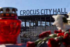 A view shows the burnt-out Crocus City Hall following a deadly attack on the concert venue in the Moscow Region, Russia, March 27, 2024.