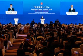 Chinese Vice President Han Zheng speaks at the Invest in China Summit 2024, in Beijing, China March 26, 2024.