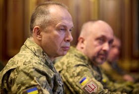 Commander in Chief of the Ukrainian Armed Forces Colonel General Oleksandr Syrskyi attends a meeting with Ukraine's President Volodymyr Zelenskiy and newly appointed top military commanders, amid Russia's attack on Ukraine, in Kyiv, Ukraine February 10, 2024. Ukrainian Presidential Press Service/Handout via