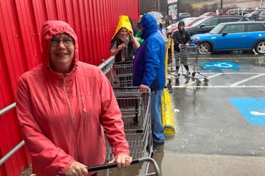 Joy Grennan was one of many who showed up at Gateway Meat Market in Westphal on Friday. She waited in a lineup of customers for 45 minutes.