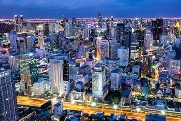Bangkok's skyline is photographed during sunset in Bangkok, Thailand, July 3, 2023.