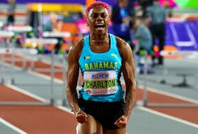 Athletics - World Athletics Indoor Championships - Commonwealth Arena, Glasgow, Scotland, Britain - March 3, 2024 Bahamas' Devynne Charlton wins the women's 60m hurdles final