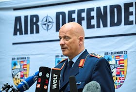 Inspector of the German Air Force, Lieutenant General Ingo Gerhartz speaks to the members of the media on the sidelines of a press conference about the Air Defender 23, the largest multinational deployment exercise of air forces in the history of NATO in Berlin, Germany June 7, 2023.